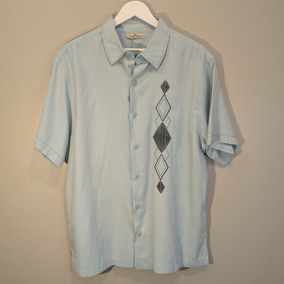 Paradise Collection Shirt Silk Cotton Blend Rockabilly Vacation Resort - Size L - Picture 1 of 10
